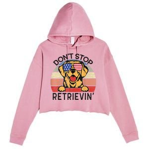 Golden Retriever Dog Don't Stop Retrievin' Crop Fleece Hoodie