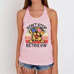 Golden Retriever Dog Don't Stop Retrievin' Women's Knotted Racerback Tank