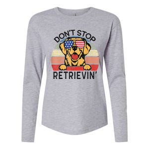 Golden Retriever Dog Don't Stop Retrievin' Womens Cotton Relaxed Long Sleeve T-Shirt