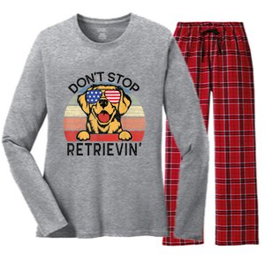 Golden Retriever Dog Don't Stop Retrievin' Women's Long Sleeve Flannel Pajama Set 