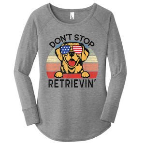 Golden Retriever Dog Don't Stop Retrievin' Women's Perfect Tri Tunic Long Sleeve Shirt