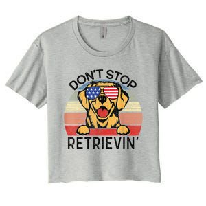 Golden Retriever Dog Don't Stop Retrievin' Women's Crop Top Tee