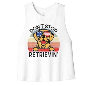 Golden Retriever Dog Don't Stop Retrievin' Women's Racerback Cropped Tank