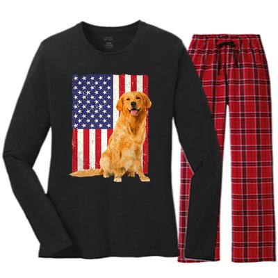 Golden Retriever Design For Golden Retriever Lover Women's Long Sleeve Flannel Pajama Set 