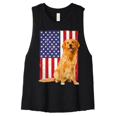 Golden Retriever Design For Golden Retriever Lover Women's Racerback Cropped Tank