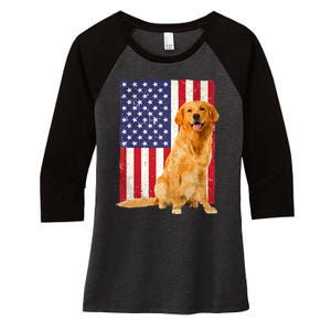 Golden Retriever Design For Golden Retriever Lover Women's Tri-Blend 3/4-Sleeve Raglan Shirt