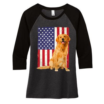 Golden Retriever Design For Golden Retriever Lover Women's Tri-Blend 3/4-Sleeve Raglan Shirt