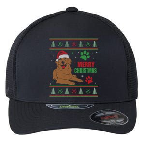 Golden Retriever Dog Ugly Christmas Holiday Gift Flexfit Unipanel Trucker Cap