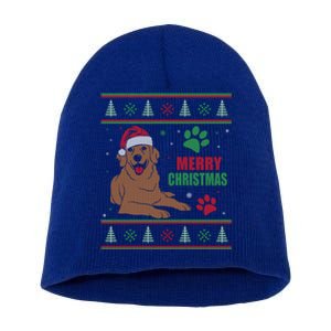 Golden Retriever Dog Ugly Christmas Holiday Gift Short Acrylic Beanie