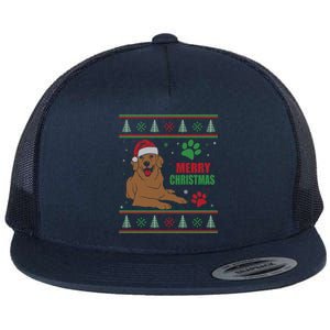 Golden Retriever Dog Ugly Christmas Holiday Gift Flat Bill Trucker Hat