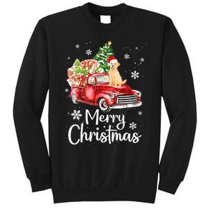 Golden Retriever Dog Riding Red Truck Christmas Tree Xmas Sweatshirt