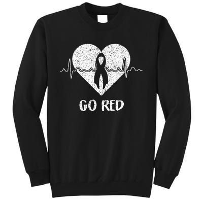 Go Red Day Heart Ribbon Costume Heart Disease Month Tall Sweatshirt