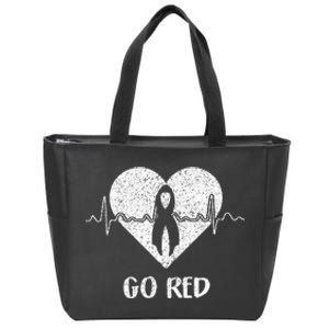 Go Red Day Heart Ribbon Costume Heart Disease Month Zip Tote Bag