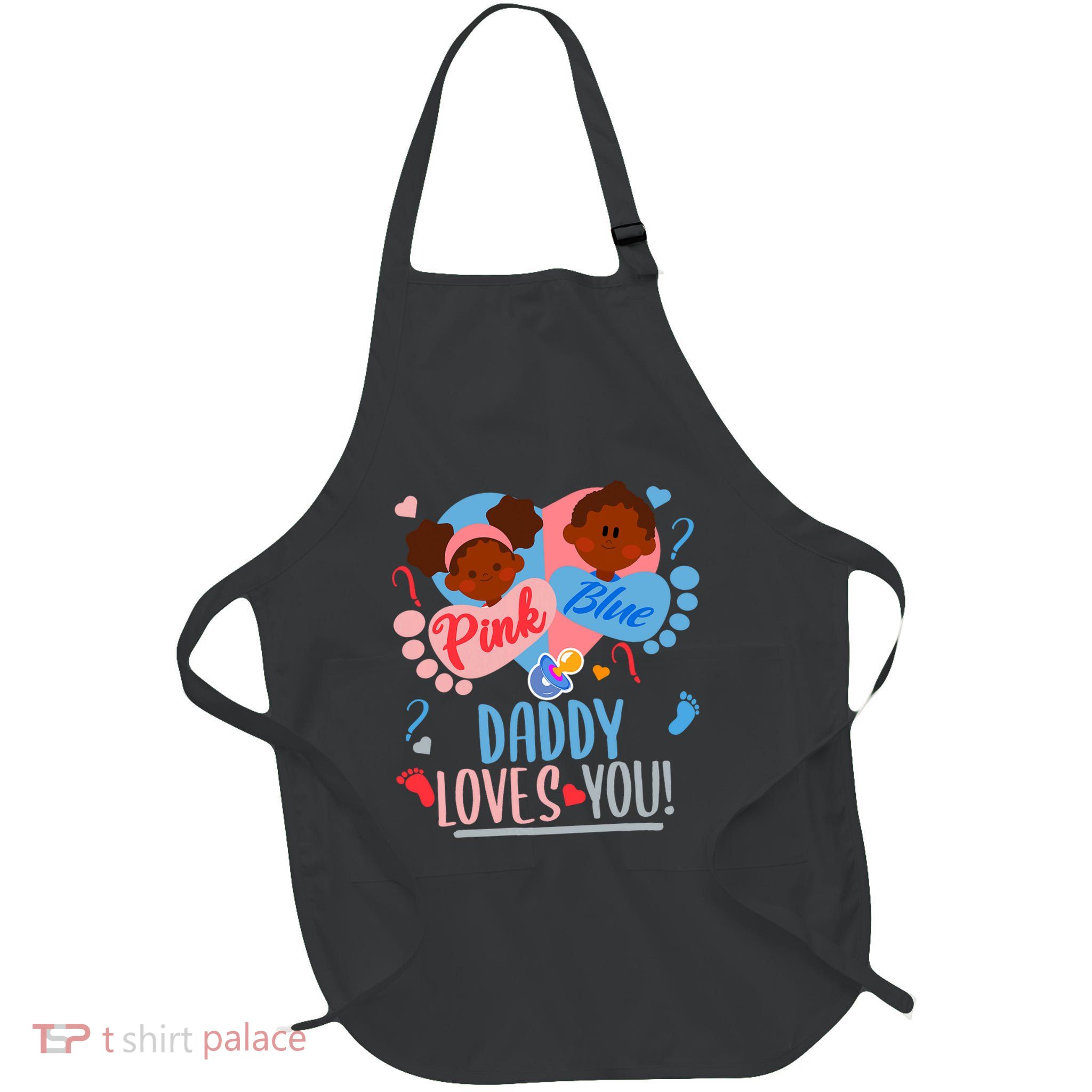 Gender Reveal Ethnic Daddy Loves You Dad Full-Length Apron With Pockets
