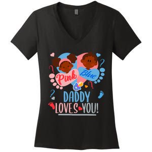 Gender Reveal Ethnic Daddy Loves You Dad Women's V-Neck T-Shirt