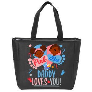 Gender Reveal Ethnic Daddy Loves You Dad Zip Tote Bag