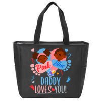 Gender Reveal Ethnic Daddy Loves You Dad Zip Tote Bag