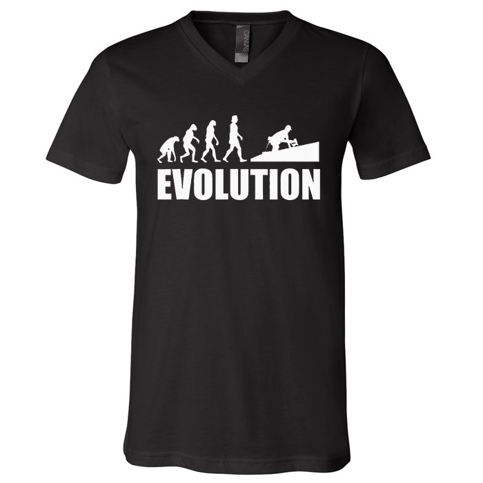 Great Roofer Evolution Design Roofing Craft Roofer V-Neck T-Shirt