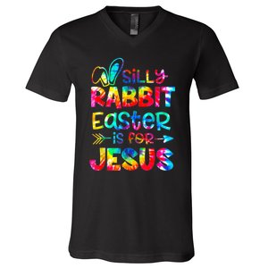 Gifts Rabbit Easter Is For Jesus Tie Dye Christian Easter V-Neck T-Shirt