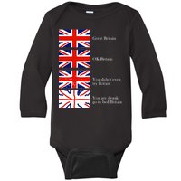 Great Britain OK Britain Funny Sarcastic Baby Long Sleeve Bodysuit