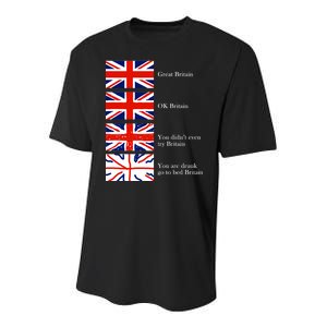 Great Britain OK Britain Funny Sarcastic Youth Performance Sprint T-Shirt