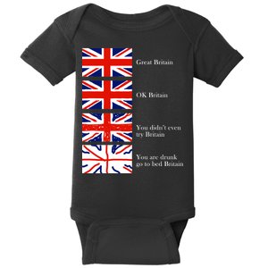 Great Britain OK Britain Funny Sarcastic Baby Bodysuit