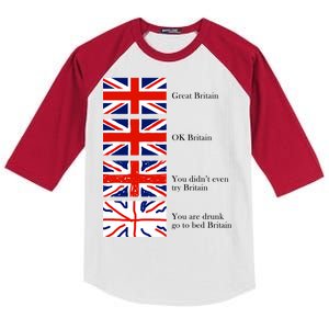 Great Britain OK Britain Funny Sarcastic Kids Colorblock Raglan Jersey