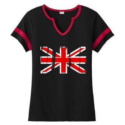 Great Britain Vintage British Union Flag Ladies Halftime Notch Neck Tee