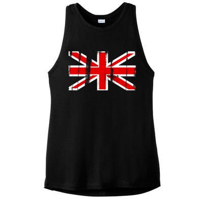 Great Britain Vintage British Union Flag Ladies PosiCharge Tri-Blend Wicking Tank