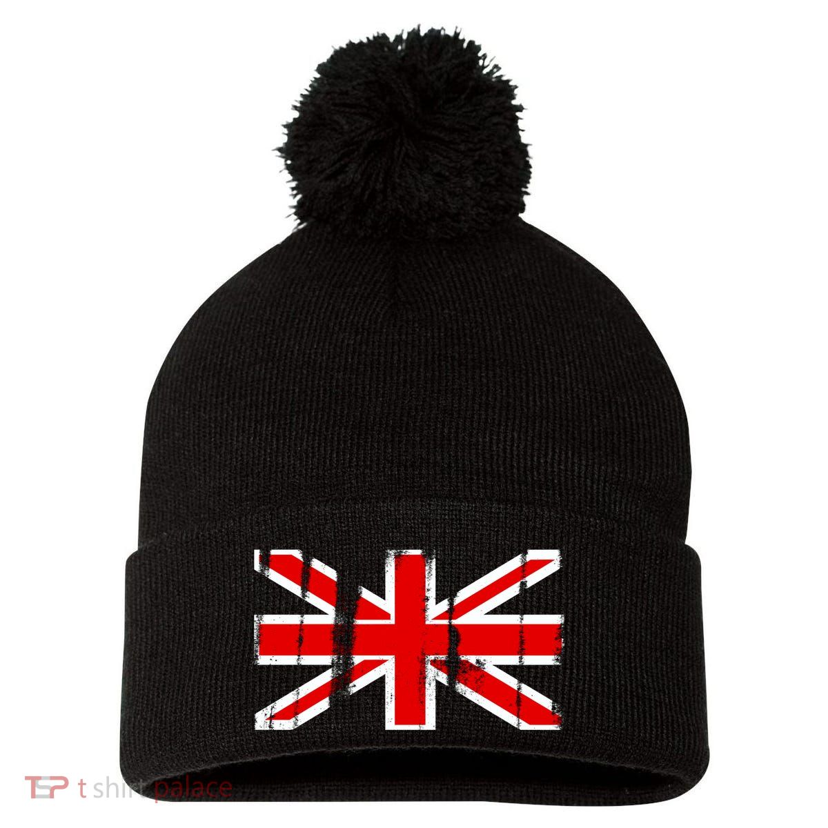 Great Britain Vintage British Union Flag Pom Pom 12in Knit Beanie