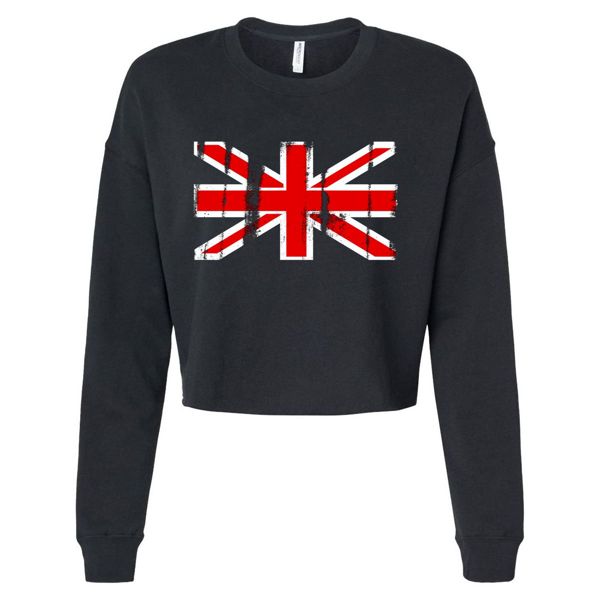 Great Britain Vintage British Union Flag Cropped Pullover Crew
