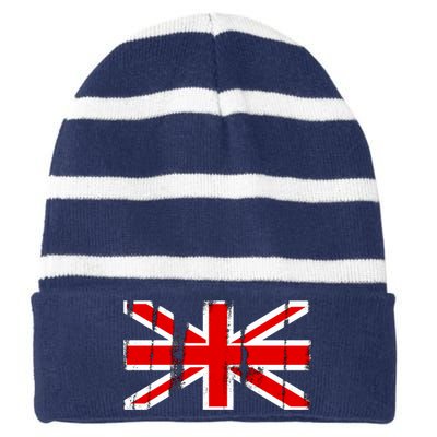 Great Britain Vintage British Union Flag Striped Beanie with Solid Band