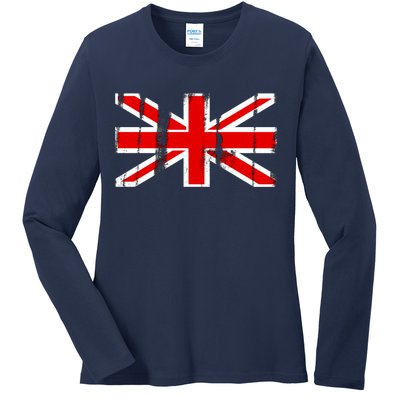 Great Britain Vintage British Union Flag Ladies Long Sleeve Shirt