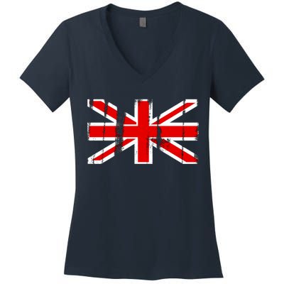 Great Britain Vintage British Union Flag Women's V-Neck T-Shirt