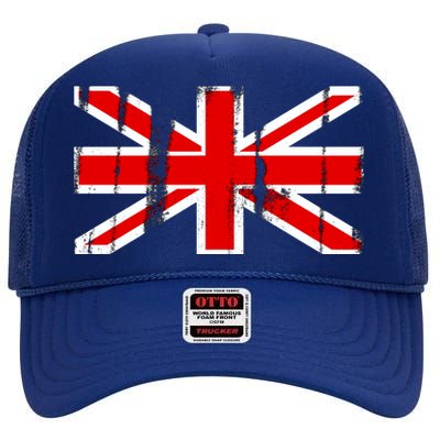 Great Britain Vintage British Union Flag High Crown Mesh Back Trucker Hat