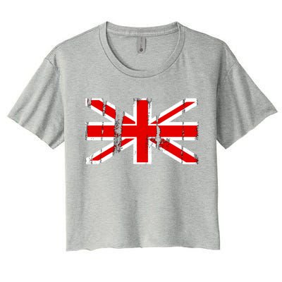 Great Britain Vintage British Union Flag Women's Crop Top Tee