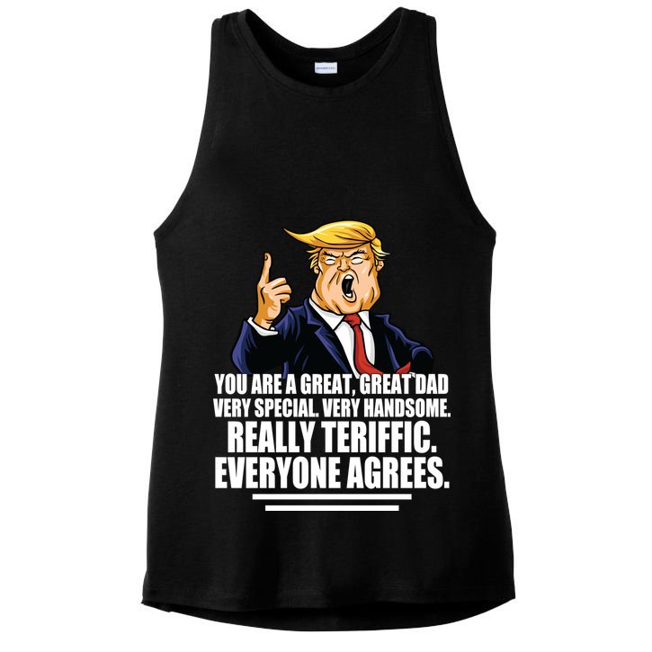 Great Dad! Everyone Agrees Trump Funny Father Ladies PosiCharge Tri-Blend Wicking Tank