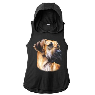 Great Dane Face Ladies PosiCharge Tri-Blend Wicking Draft Hoodie Tank