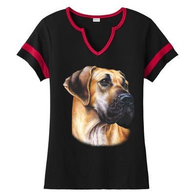 Great Dane Face Ladies Halftime Notch Neck Tee