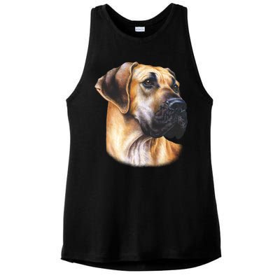 Great Dane Face Ladies PosiCharge Tri-Blend Wicking Tank