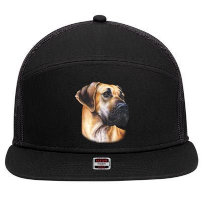 Great Dane Face 7 Panel Mesh Trucker Snapback Hat