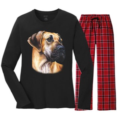 Great Dane Face Women's Long Sleeve Flannel Pajama Set 