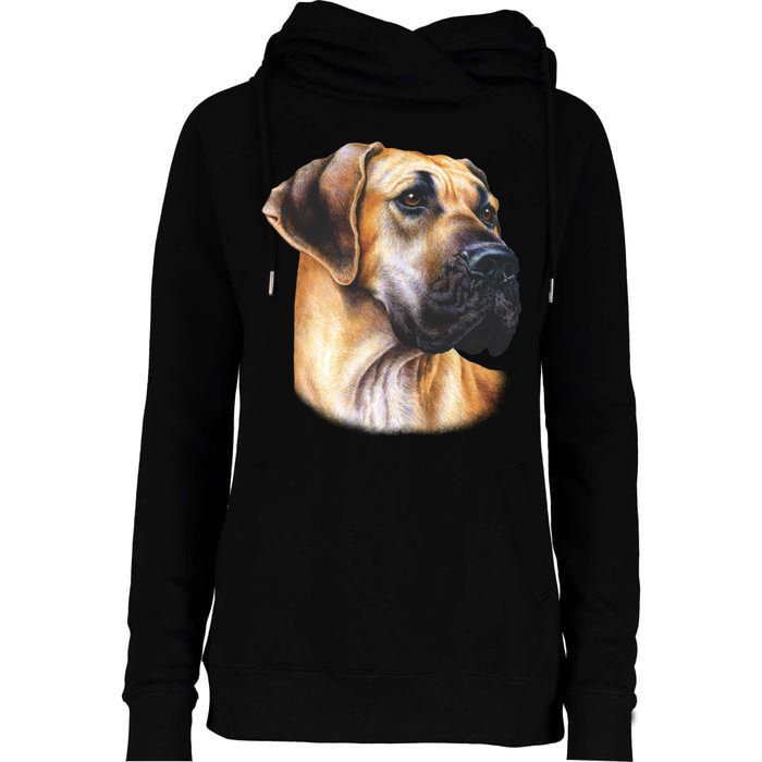 Great Dane Face Womens Funnel Neck Pullover Hood