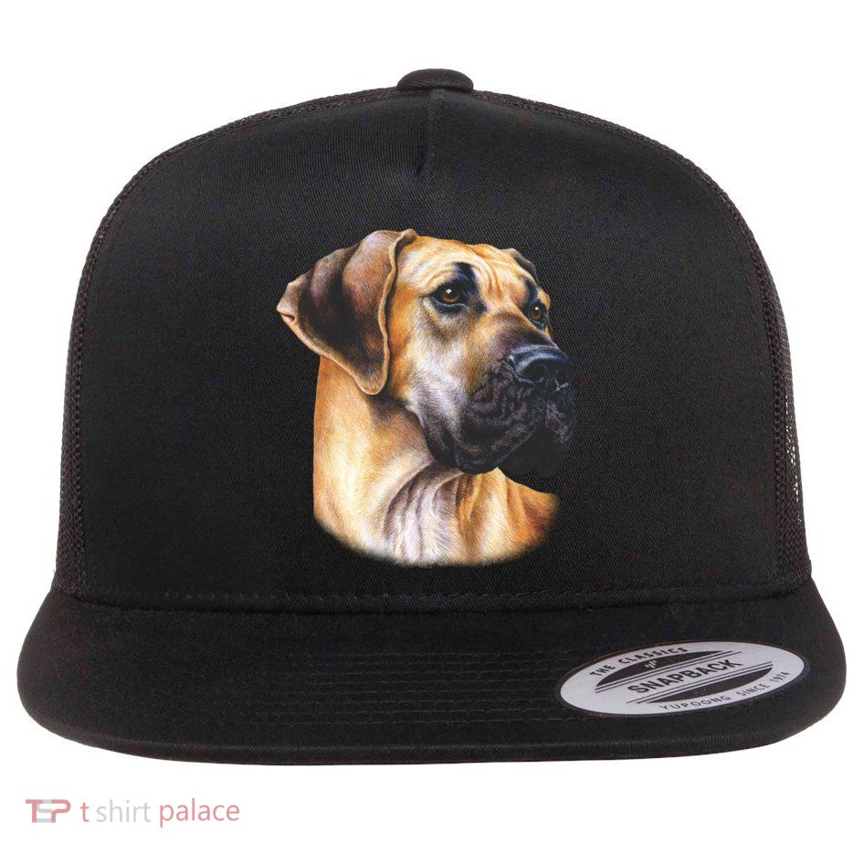 Great Dane Face Flat Bill Trucker Hat
