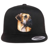 Great Dane Face Flat Bill Trucker Hat