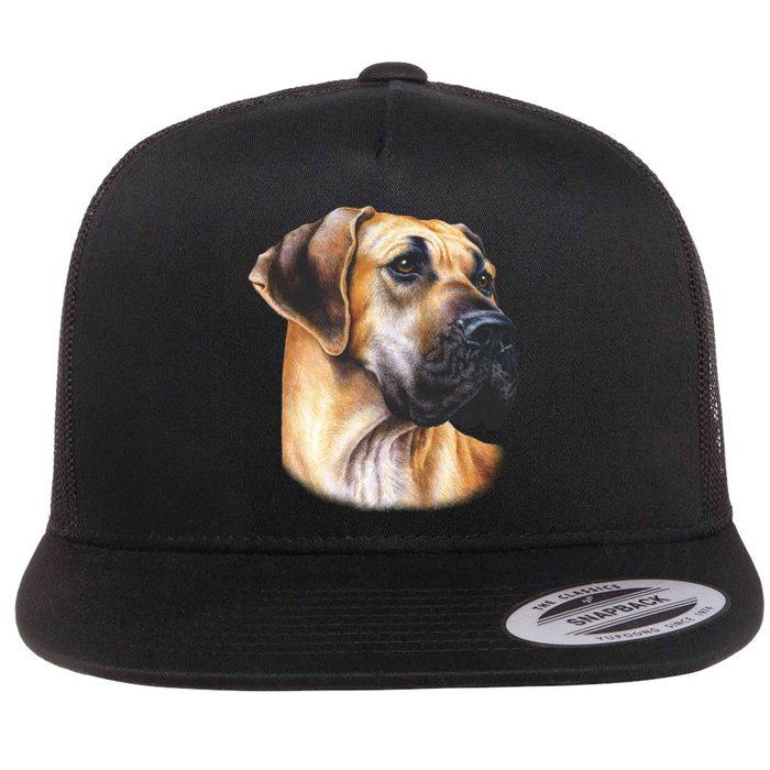 Great Dane Face Flat Bill Trucker Hat