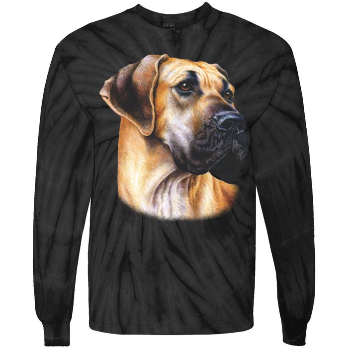 Great Dane Face Tie-Dye Long Sleeve Shirt