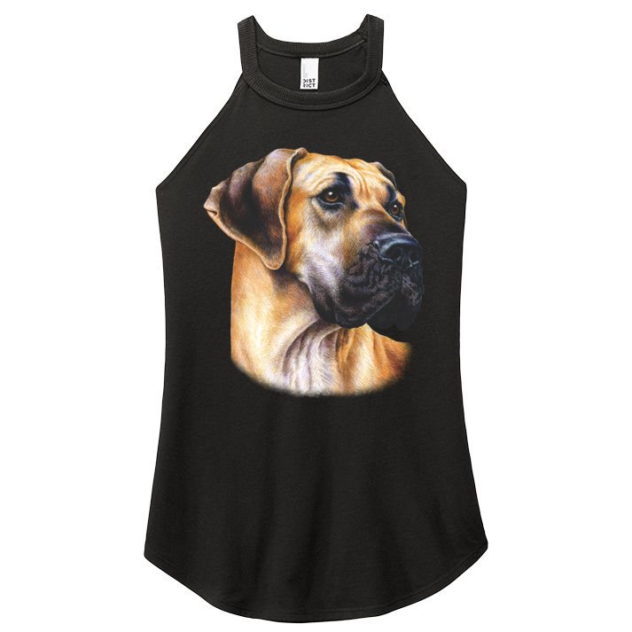 Great Dane Face Women's Perfect Tri Rocker Tank