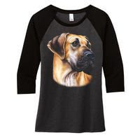 Great Dane Face Women's Tri-Blend 3/4-Sleeve Raglan Shirt