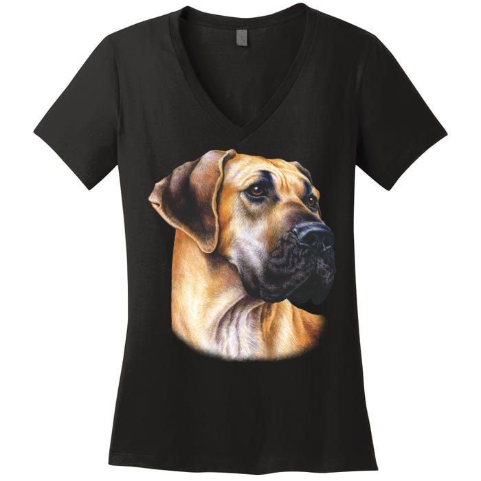 Great Dane Face Women's V-Neck T-Shirt